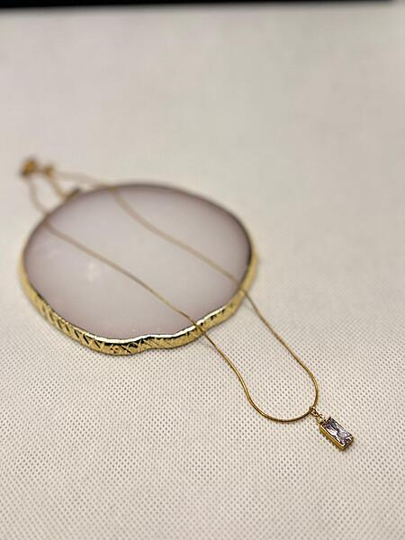 Rectangle Crystal Pendant Necklace