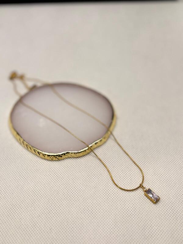 Rectangle Crystal Pendant Necklace