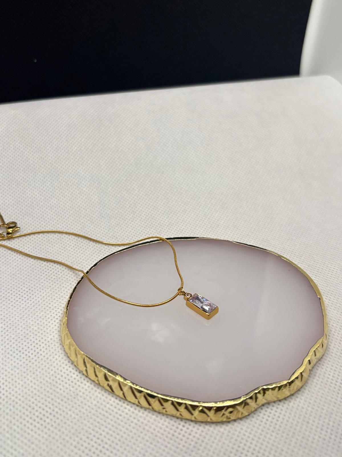 Rectangle Crystal Pendant Necklace