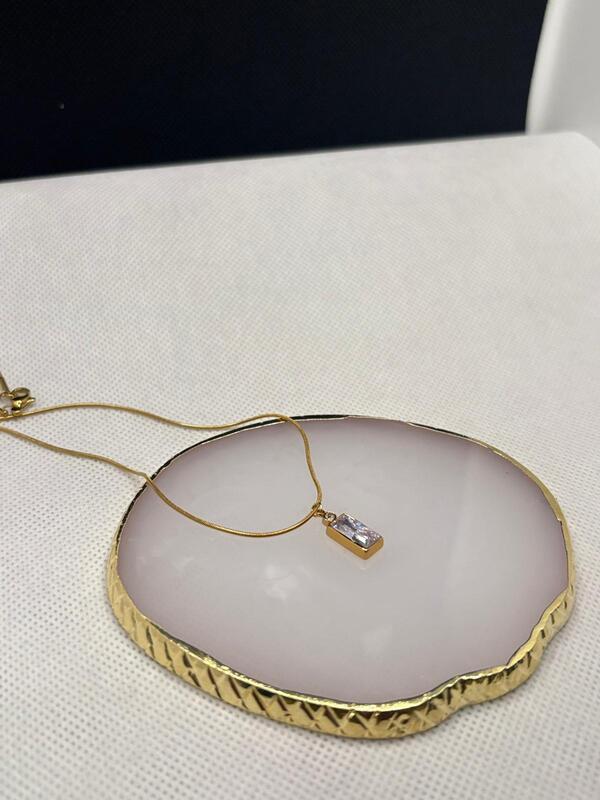 Rectangle Crystal Pendant Necklace