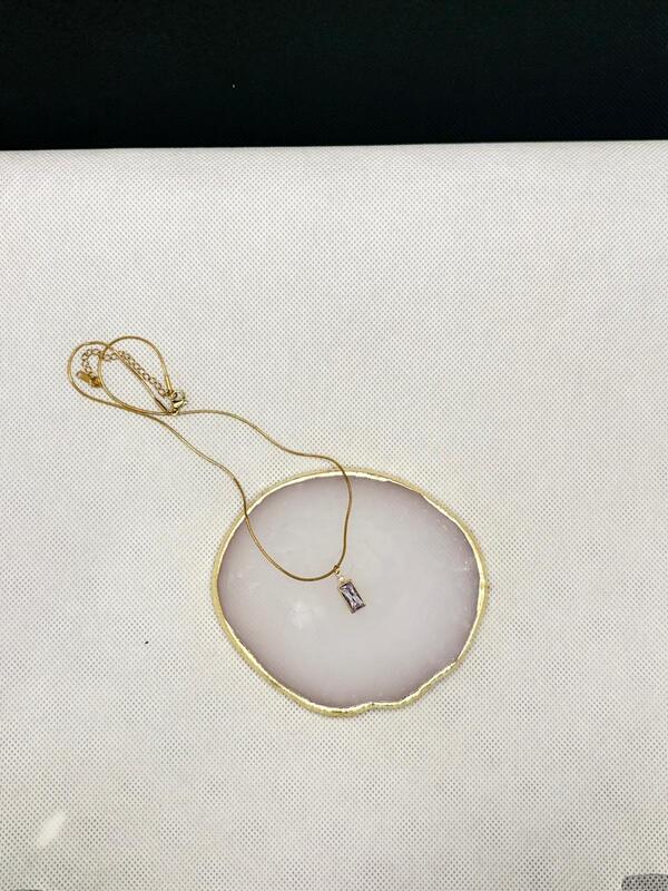 Rectangle Crystal Pendant Necklace