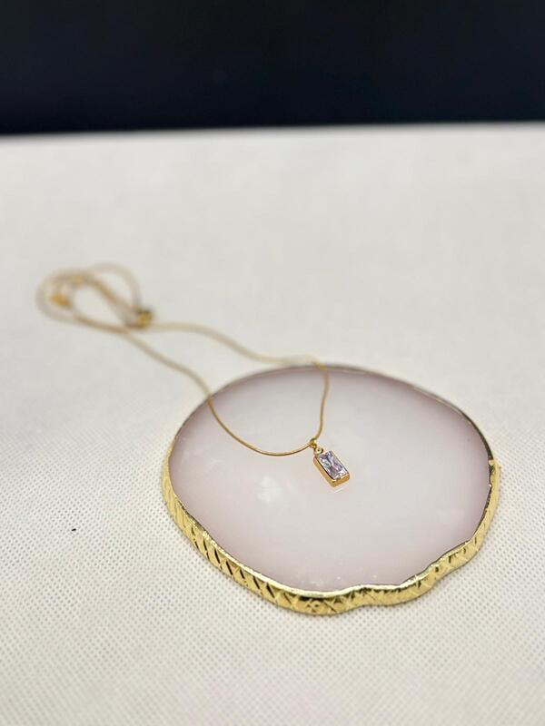 Rectangle Crystal Pendant Necklace