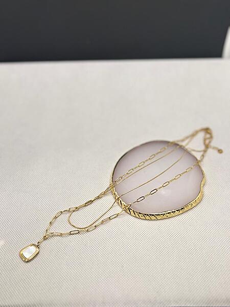 Elegant Double Layered Gold Lariat Necklace