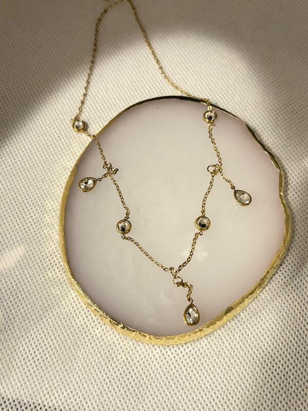 Gold Bezel-Set Drop Lariat Y-Necklace