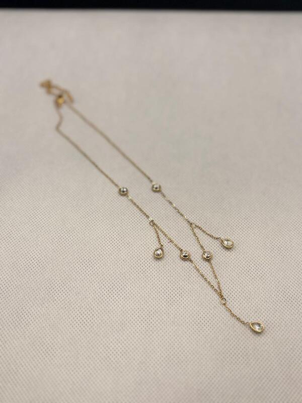 Gold Bezel-Set Drop Lariat Y-Necklace