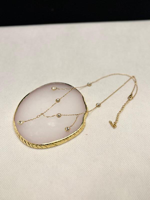 Gold Bezel-Set Drop Lariat Y-Necklace
