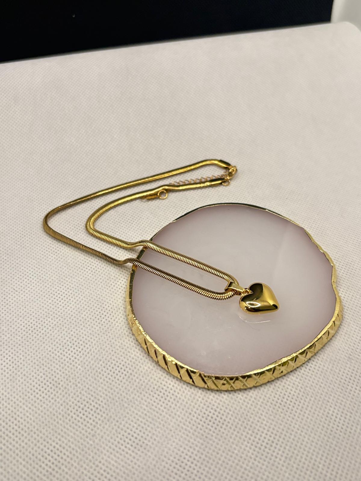 Dainty & Minimalist Gold Puffy Heart Pendant Necklace