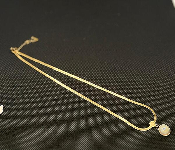 Gold Snake Chain Necklace with Faux Pearl