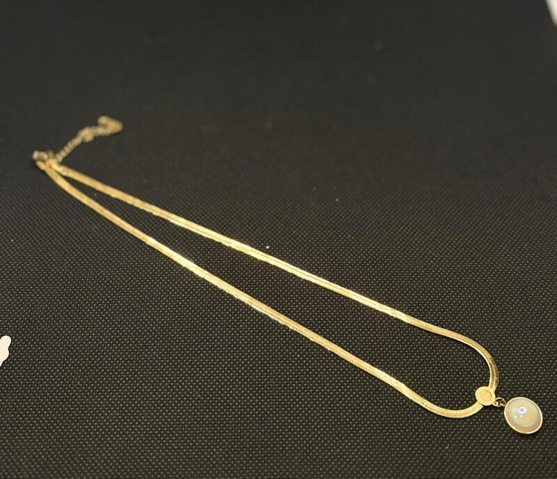 Gold Snake Chain Necklace with Faux Pearl