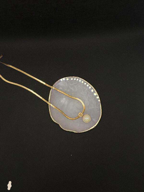 Gold Snake Chain Necklace with Faux Pearl