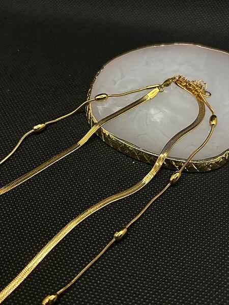 Layered Gold Snake Chain & Beaded Necklace