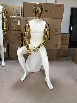 Full Fibreglass Two Tone Seated Male Mannequin Full Fibreglass Two Tone Seated Male Mannequin