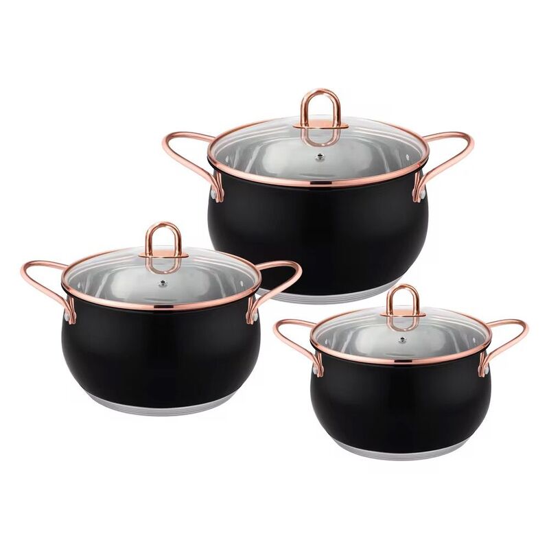 CASSEROLE SET OF 3 COOKING POTS - SIZES 20/22/24CM