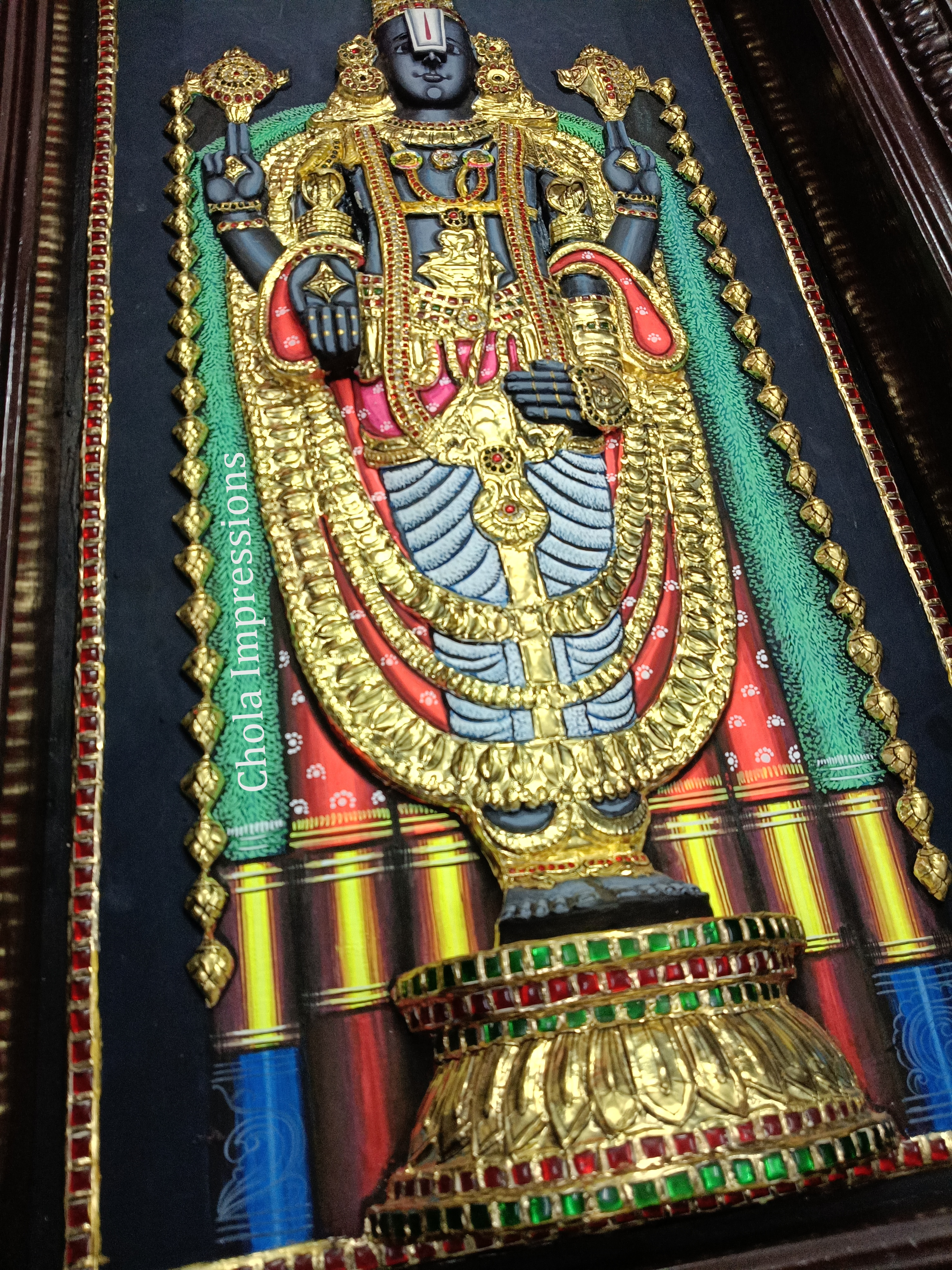 Exclusive Lord Balaji Realistic Tanjore Painting - with American Diamonds