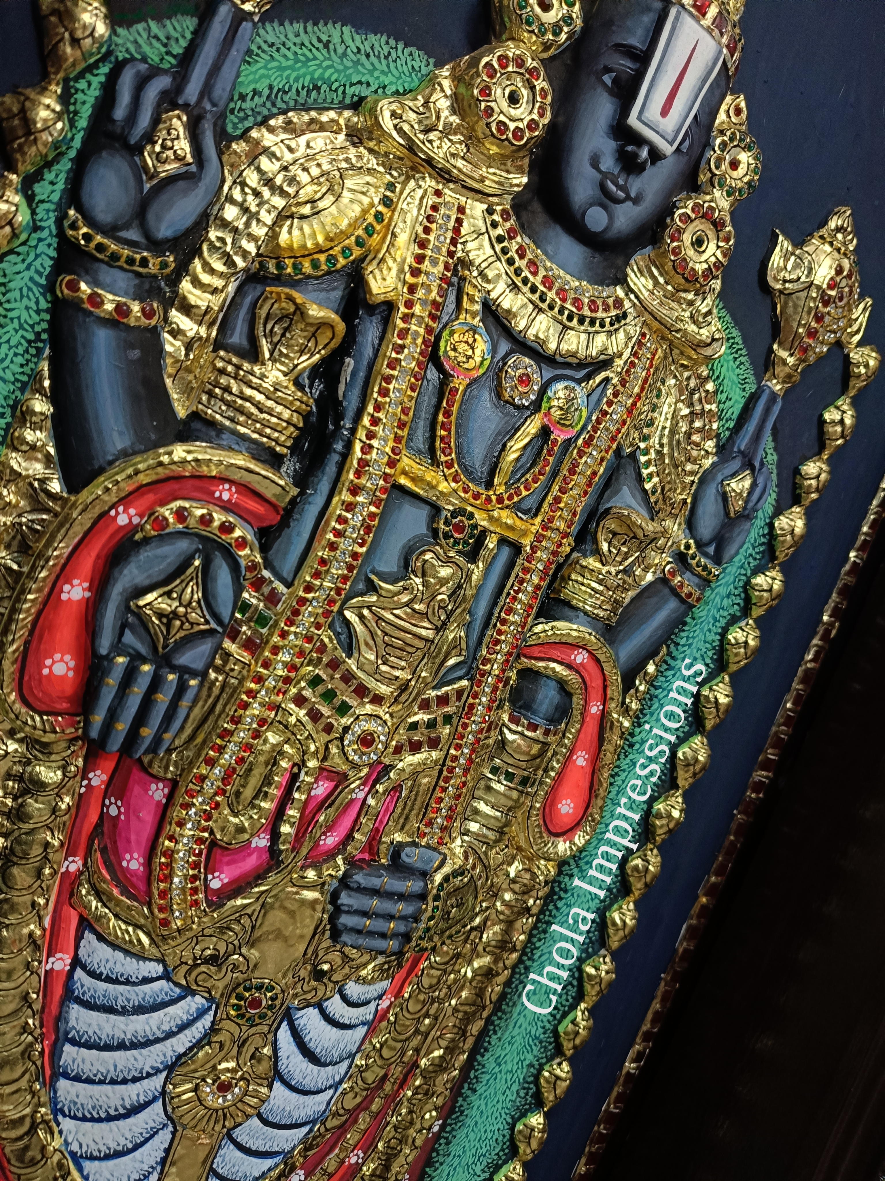 Exclusive Lord Balaji Realistic Tanjore Painting - with American Diamonds
