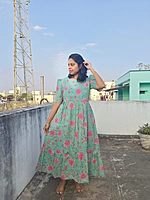 Pastel Green Floral cotton