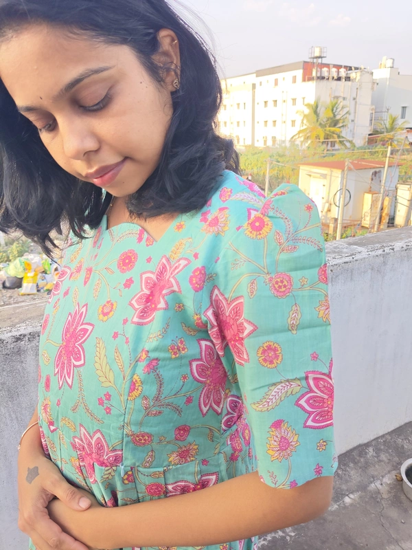 Pastel Green Floral cotton