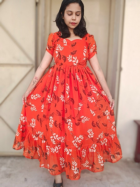 Georgette: Orange Floral