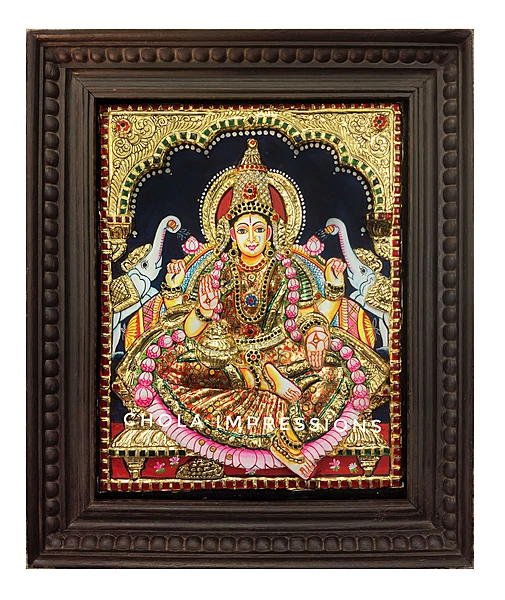 Super Embossed 3D Lakshmi Devi Tanjore Painting
