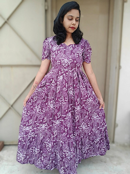 Kantha Cotton: Purple Scallop