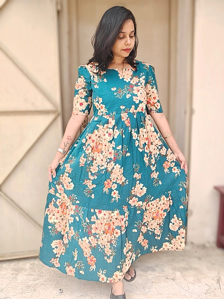 Soft Cotton: Flower Teal Blue