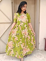 Soft Cotton: Flower Parrot Green