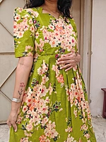 Soft Cotton: Flower Parrot Green