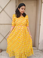Cotton: Center Zip Yellow Floral