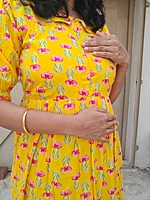 Cotton: Center Zip Yellow Floral