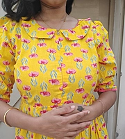 Cotton: Center Zip Yellow Floral