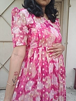 Georgette: Pink & Gold Butta Feeding dress