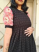 Hakkoba Cotton: Black with Georgette sleeve
