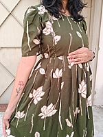 Cotton: Army Green with Lotus print (Feeding)