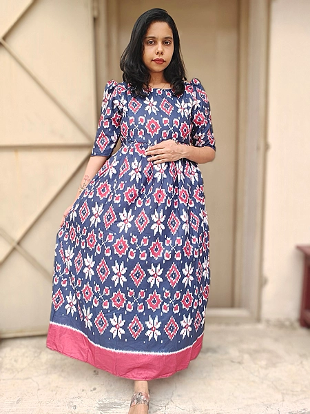 Cotton Blend: Ikkat printed dress (Feeding)