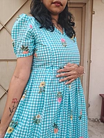 Mul Cotton: Checked Frocks Blue (Feeding)