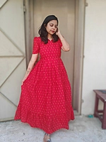 Festive Raw Silk: 'Royal Red' with dupatta (Feeding)