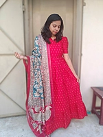 Festive Raw Silk: 'Royal Red' with dupatta (Feeding)