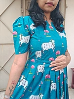Premium Soft cotton: Gokulam Cow & Lotus Feeding Maxi