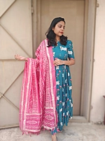 Premium Soft cotton: Gokulam Cow & Lotus Feeding Maxi