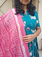 Premium Soft cotton: Gokulam Cow & Lotus Feeding Maxi