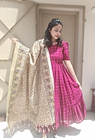 Festive Raw silk: 'Royal Gulab' Maxi Non feeding