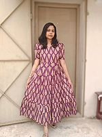 Soft Cotton: Premium Maxi 'Plum Mughal' Non Feeding
