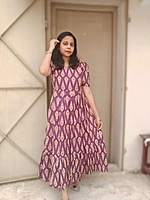 Soft Cotton: Premium Maxi 'Plum Mughal' Non Feeding