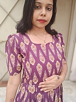 Soft Cotton: Premium Maxi 'Plum Mughal' Non Feeding