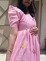 Cambric Cotton: Checks Maxi 'Pink' Feeding