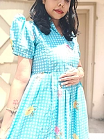 Cambric Cotton: Checks maxi 'Blue' Feeding