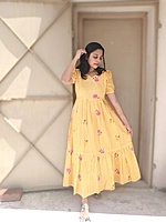 Cambric Cotton: Checks Maxi 'Yellow' Feeding