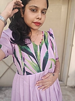 Cotton Blended: Purple 'Tulips' Feeding maxi