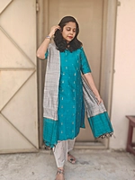 Festive Raw Silk: 3 piece Salwar Set