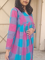 Cotton Blended: Alia Cut 'Madras checks' Blue (Feeding)